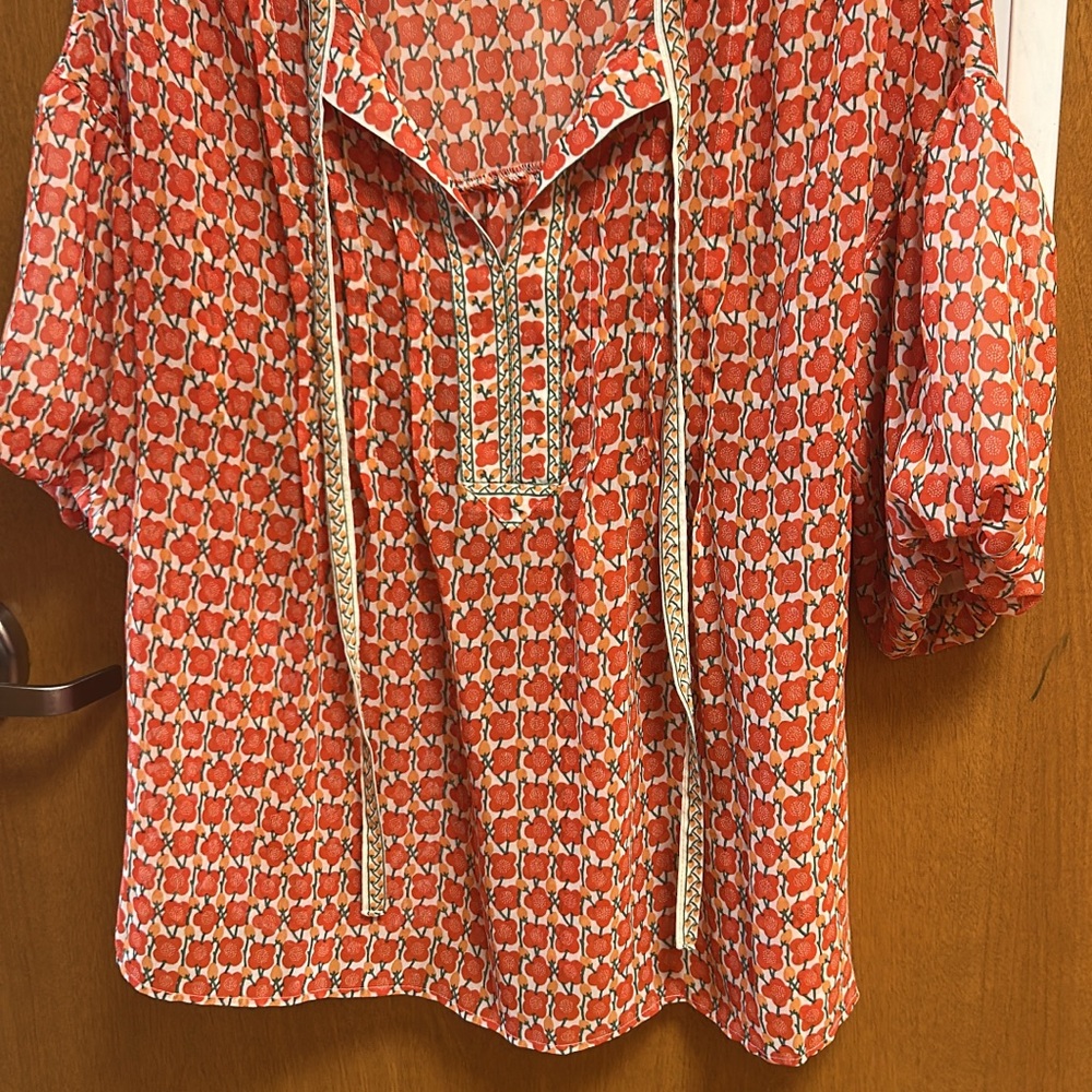 Women's Red Patterned Blouse